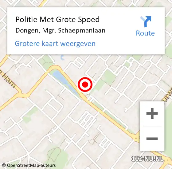 Locatie op kaart van de 112 melding: Politie Met Grote Spoed Naar Dongen, Mgr. Schaepmanlaan op 28 september 2021 17:25