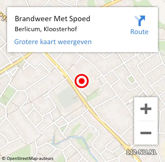 Locatie op kaart van de 112 melding: Brandweer Met Spoed Naar Berlicum, Kloosterhof op 28 september 2021 17:34