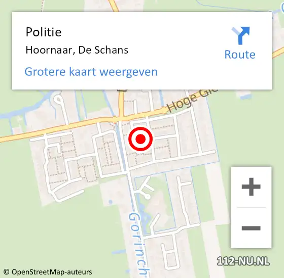 Locatie op kaart van de 112 melding: Politie Hoornaar, De Schans op 28 september 2021 17:48