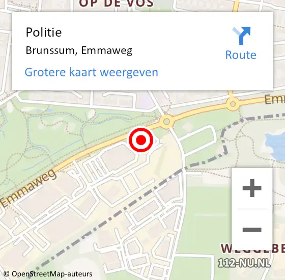 Locatie op kaart van de 112 melding: Politie Brunssum, Emmaweg op 28 september 2021 17:51