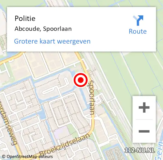 Locatie op kaart van de 112 melding: Politie Abcoude, Spoorlaan op 28 september 2021 18:02