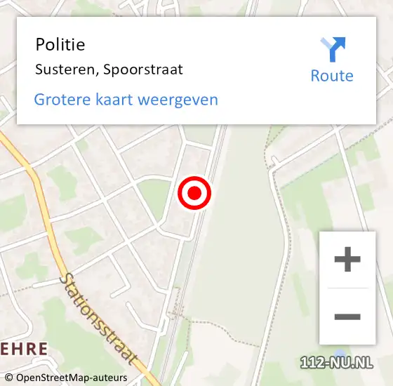 Locatie op kaart van de 112 melding: Politie Susteren, Spoorstraat op 28 september 2021 18:03