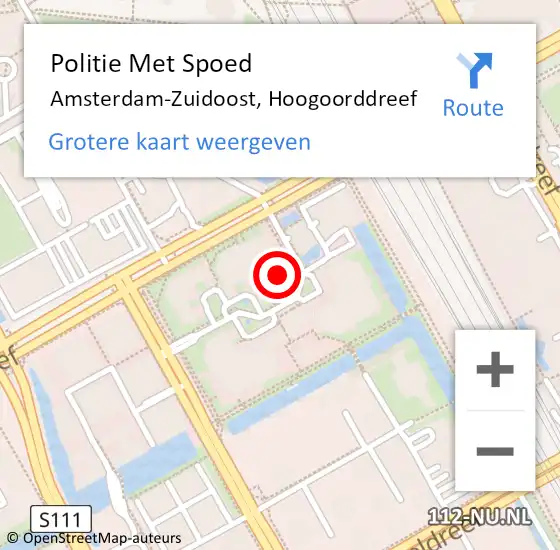 Locatie op kaart van de 112 melding: Politie Met Spoed Naar Amsterdam-Zuidoost, Hoogoorddreef op 28 september 2021 18:33