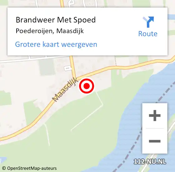 Locatie op kaart van de 112 melding: Brandweer Met Spoed Naar Poederoijen, Maasdijk op 28 september 2021 18:37
