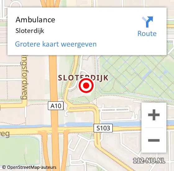 Locatie op kaart van de 112 melding: Ambulance Sloterdijk op 28 september 2021 18:52