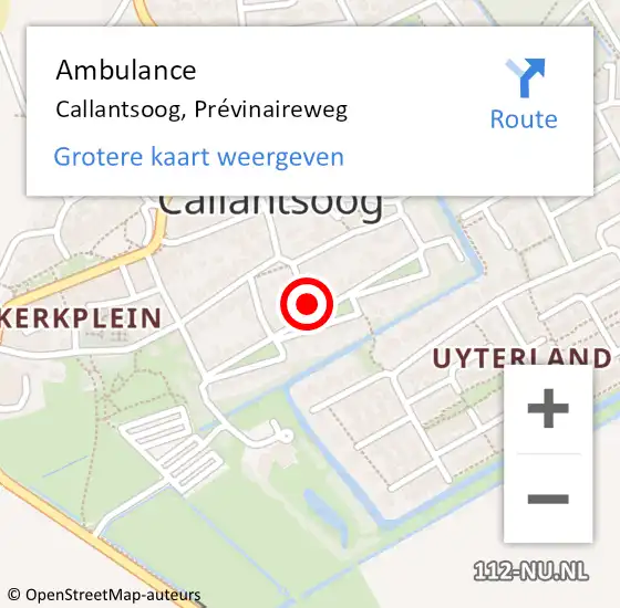 Locatie op kaart van de 112 melding: Ambulance Callantsoog, Prévinaireweg op 28 september 2021 18:58