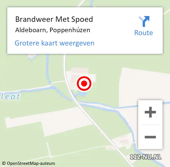 Locatie op kaart van de 112 melding: Brandweer Met Spoed Naar Aldeboarn, Poppenhúzen op 28 september 2021 19:17