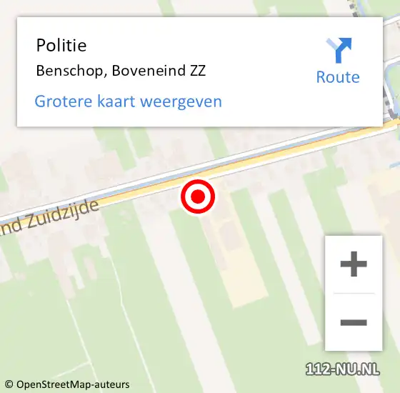 Locatie op kaart van de 112 melding: Politie Benschop, Boveneind ZZ op 28 september 2021 21:30