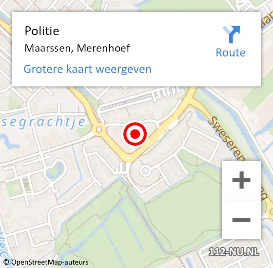 Locatie op kaart van de 112 melding: Politie Maarssen, Merenhoef op 28 september 2021 21:45