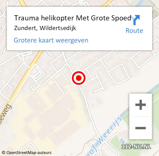 Locatie op kaart van de 112 melding: Trauma helikopter Met Grote Spoed Naar Zundert, Wildertsedijk op 28 september 2021 21:46