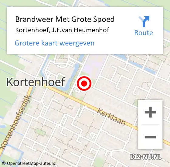 Locatie op kaart van de 112 melding: Brandweer Met Grote Spoed Naar Kortenhoef, J.F.van Heumenhof op 28 september 2021 22:00