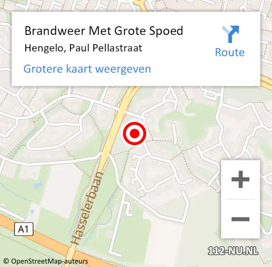 Locatie op kaart van de 112 melding: Brandweer Met Grote Spoed Naar Hengelo, Paul Pellastraat op 28 september 2021 22:03