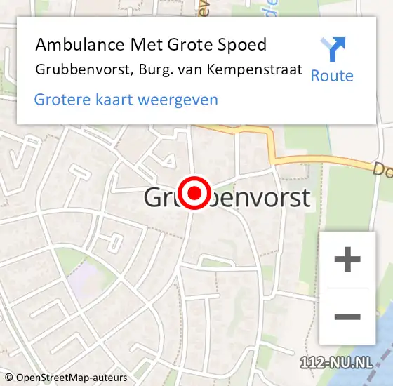 Locatie op kaart van de 112 melding: Ambulance Met Grote Spoed Naar Grubbenvorst, Burg. van Kempenstraat op 24 juni 2014 12:17