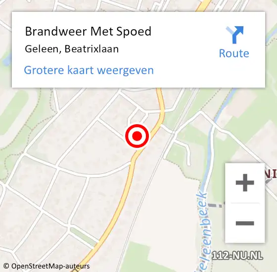 Locatie op kaart van de 112 melding: Brandweer Met Spoed Naar Geleen, Beatrixlaan op 28 september 2021 22:56