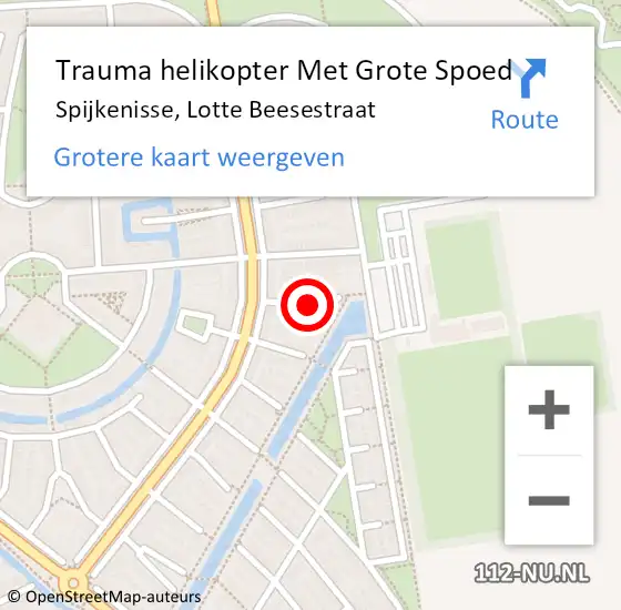 Locatie op kaart van de 112 melding: Trauma helikopter Met Grote Spoed Naar Spijkenisse, Lotte Beesestraat op 28 september 2021 23:13