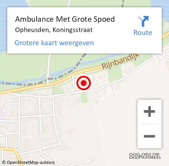 Locatie op kaart van de 112 melding: Ambulance Met Grote Spoed Naar Opheusden, Koningsstraat op 29 september 2021 00:21