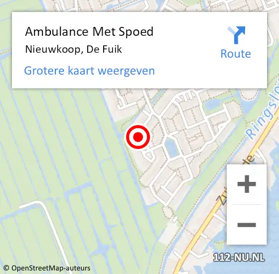 Locatie op kaart van de 112 melding: Ambulance Met Spoed Naar Nieuwkoop, De Fuik op 29 september 2021 00:39