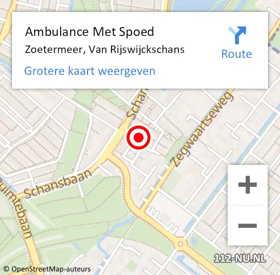 Locatie op kaart van de 112 melding: Ambulance Met Spoed Naar Zoetermeer, Van Rijswijckschans op 29 september 2021 00:48