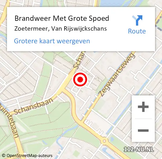 Locatie op kaart van de 112 melding: Brandweer Met Grote Spoed Naar Zoetermeer, Van Rijswijckschans op 29 september 2021 00:58