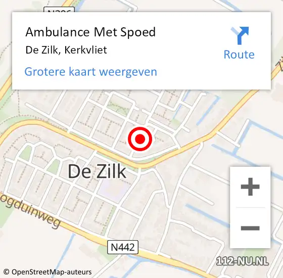 Locatie op kaart van de 112 melding: Ambulance Met Spoed Naar De Zilk, Kerkvliet op 29 september 2021 01:03