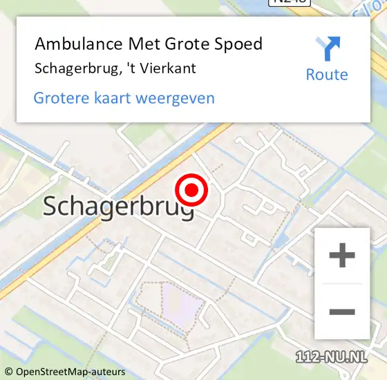 Locatie op kaart van de 112 melding: Ambulance Met Grote Spoed Naar Schagerbrug, 't Vierkant op 29 september 2021 02:40