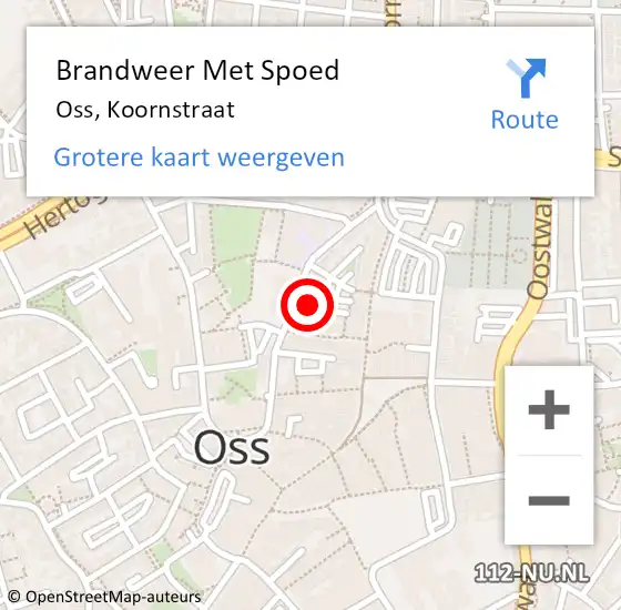 Locatie op kaart van de 112 melding: Brandweer Met Spoed Naar Oss, Koornstraat op 29 september 2021 03:37