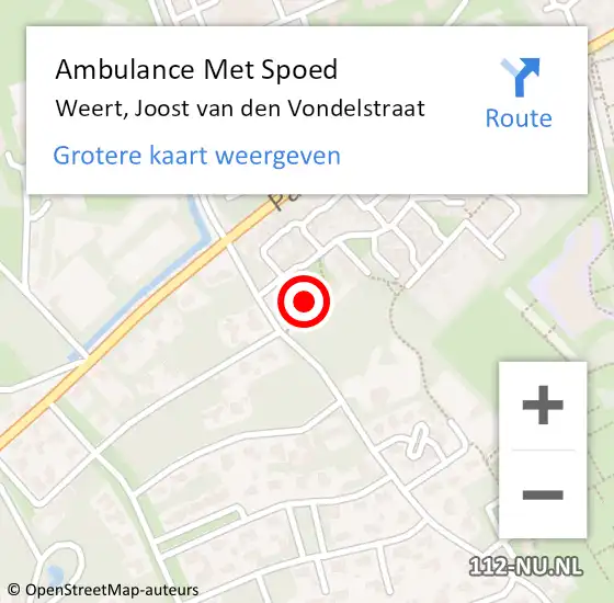 Locatie op kaart van de 112 melding: Ambulance Met Spoed Naar Weert, Joost van den Vondelstraat op 29 september 2021 05:34