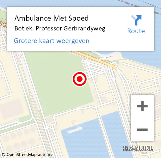 Locatie op kaart van de 112 melding: Ambulance Met Spoed Naar Botlek, Professor Gerbrandyweg op 29 september 2021 07:22