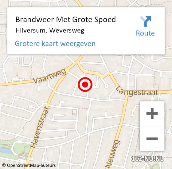 Locatie op kaart van de 112 melding: Brandweer Met Grote Spoed Naar Hilversum, Weversweg op 29 september 2021 07:24