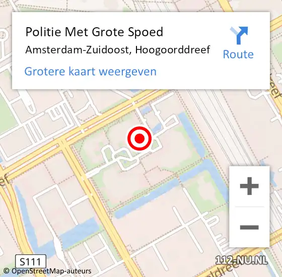 Locatie op kaart van de 112 melding: Politie Met Grote Spoed Naar Amsterdam-Zuidoost, Hoogoorddreef op 29 september 2021 07:47