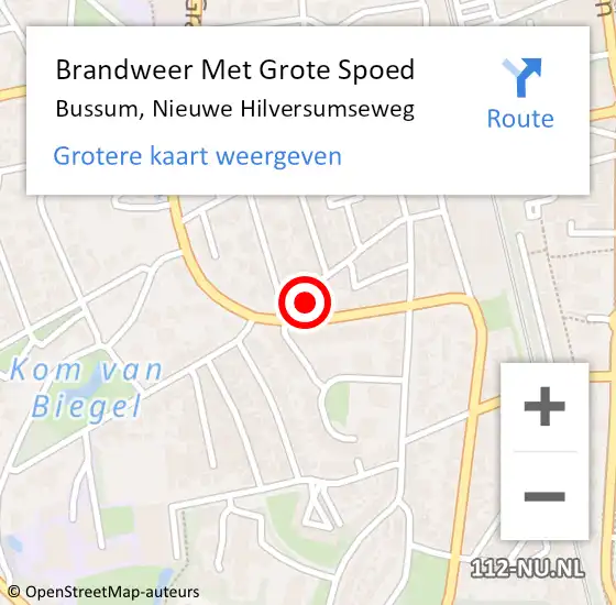 Locatie op kaart van de 112 melding: Brandweer Met Grote Spoed Naar Bussum, Nieuwe Hilversumseweg op 29 september 2021 07:58