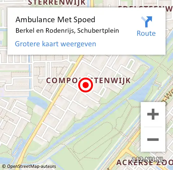 Locatie op kaart van de 112 melding: Ambulance Met Spoed Naar Berkel en Rodenrijs, Schubertplein op 29 september 2021 08:06