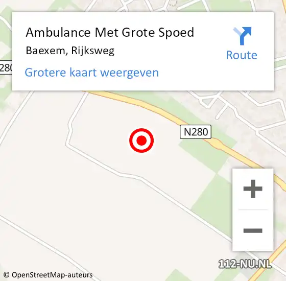 Locatie op kaart van de 112 melding: Ambulance Met Grote Spoed Naar Baexem, Rijksweg op 29 september 2021 08:09