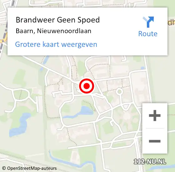 Locatie op kaart van de 112 melding: Brandweer Geen Spoed Naar Baarn, Nieuwenoordlaan op 29 september 2021 08:27