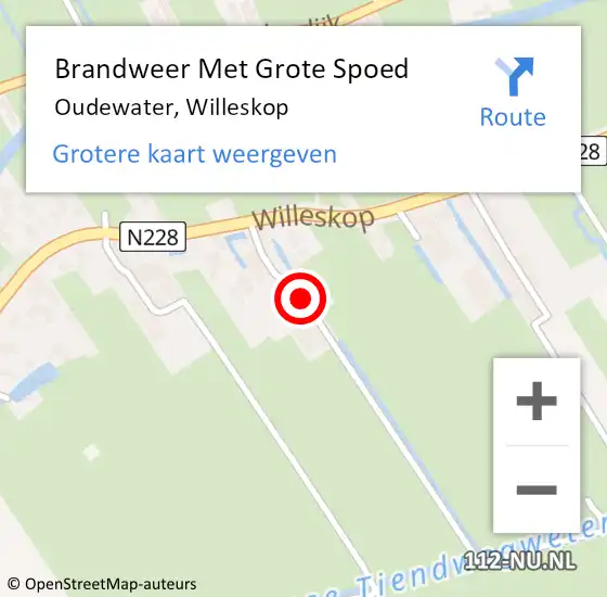 Locatie op kaart van de 112 melding: Brandweer Met Grote Spoed Naar Oudewater, Willeskop op 29 september 2021 08:31