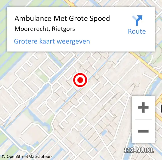 Locatie op kaart van de 112 melding: Ambulance Met Grote Spoed Naar Moordrecht, Rietgors op 29 september 2021 09:18