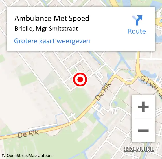 Locatie op kaart van de 112 melding: Ambulance Met Spoed Naar Brielle, Mgr Smitstraat op 29 september 2021 09:56