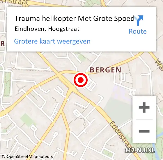 Locatie op kaart van de 112 melding: Trauma helikopter Met Grote Spoed Naar Eindhoven, Hoogstraat op 29 september 2021 10:02