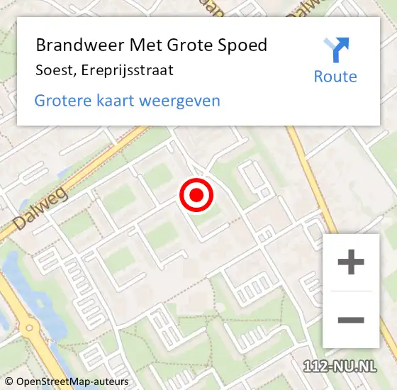 Locatie op kaart van de 112 melding: Brandweer Met Grote Spoed Naar Soest, Ereprijsstraat op 29 september 2021 10:14