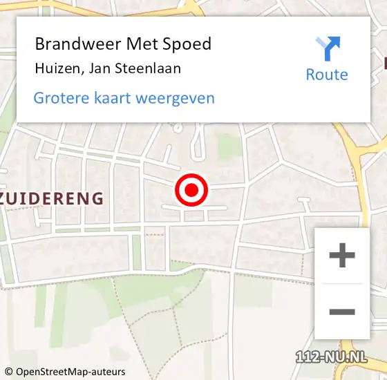 Locatie op kaart van de 112 melding: Brandweer Met Spoed Naar Huizen, Jan Steenlaan op 29 september 2021 10:56