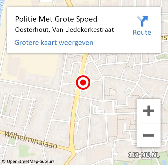 Locatie op kaart van de 112 melding: Politie Met Grote Spoed Naar Oosterhout, Van Liedekerkestraat op 29 september 2021 11:08