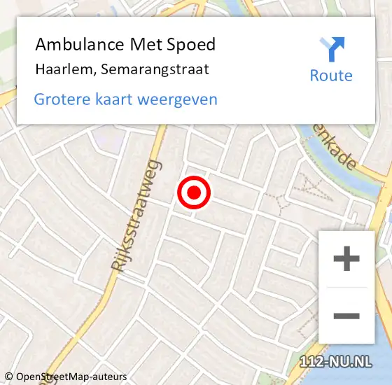 Locatie op kaart van de 112 melding: Ambulance Met Spoed Naar Haarlem, Semarangstraat op 29 september 2021 11:08