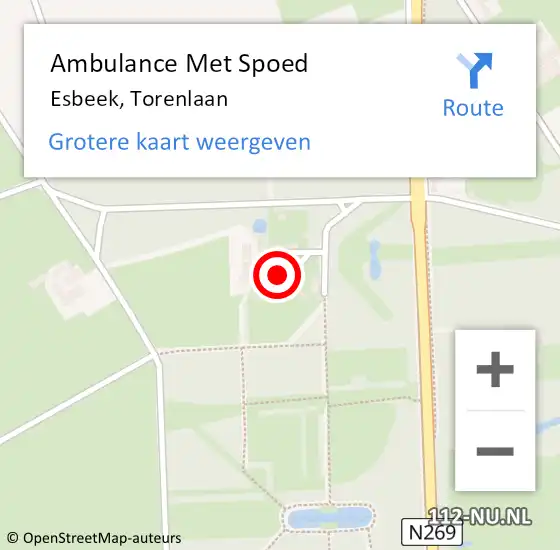 Locatie op kaart van de 112 melding: Ambulance Met Spoed Naar Esbeek, Torenlaan op 24 juni 2014 12:56