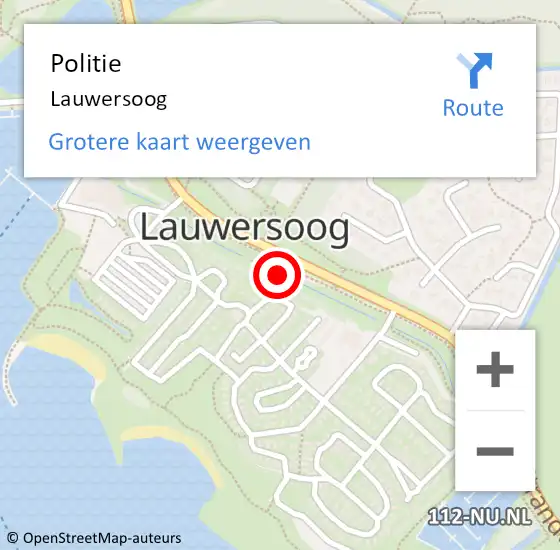 Locatie op kaart van de 112 melding: Politie Lauwersoog op 29 september 2021 11:28