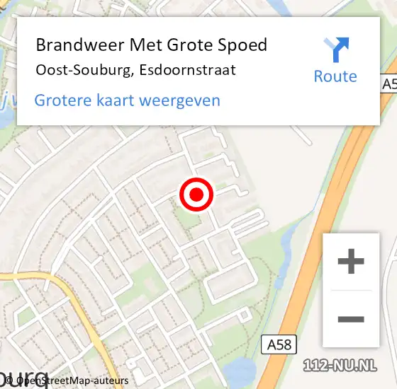 Locatie op kaart van de 112 melding: Brandweer Met Grote Spoed Naar Oost-Souburg, Esdoornstraat op 29 september 2021 11:44