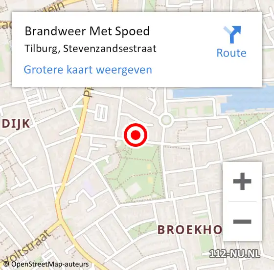 Locatie op kaart van de 112 melding: Brandweer Met Spoed Naar Tilburg, Stevenzandsestraat op 29 september 2021 11:50