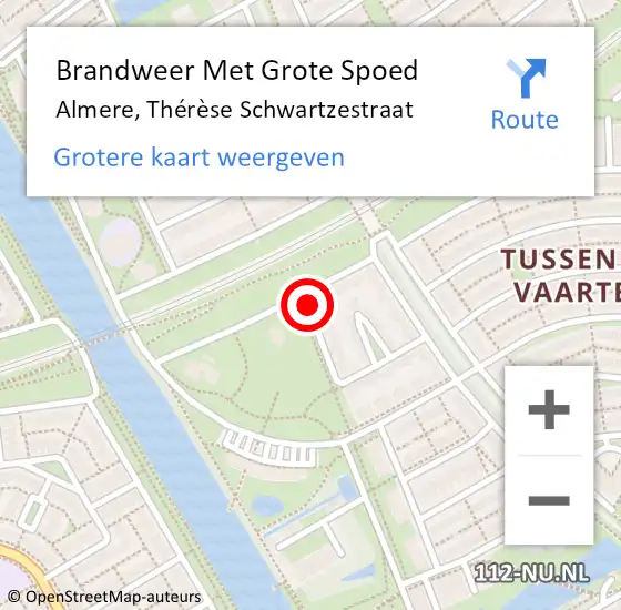 Locatie op kaart van de 112 melding: Brandweer Met Grote Spoed Naar Almere, Thérèse Schwartzestraat op 29 september 2021 11:53