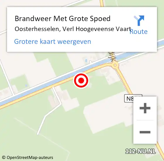 Locatie op kaart van de 112 melding: Brandweer Met Grote Spoed Naar Oosterhesselen, Verl Hoogeveense Vaart op 29 september 2021 12:05