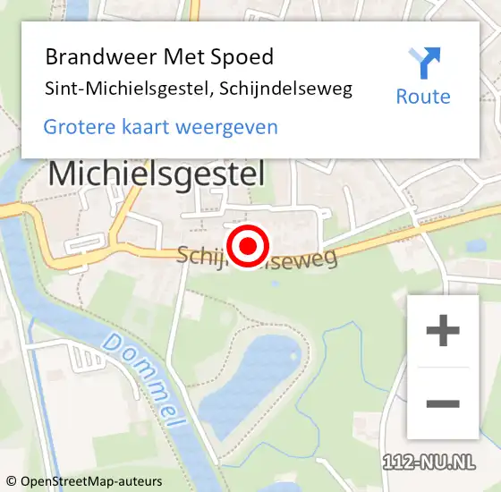 Locatie op kaart van de 112 melding: Brandweer Met Spoed Naar Sint-Michielsgestel, Schijndelseweg op 29 september 2021 12:08