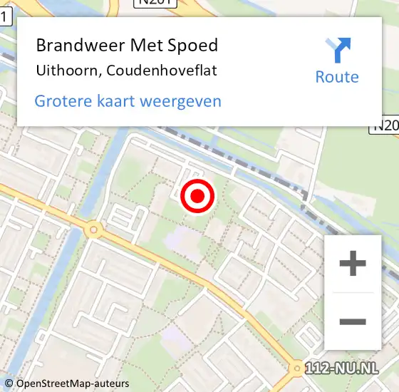 Locatie op kaart van de 112 melding: Brandweer Met Spoed Naar Uithoorn, Coudenhoveflat op 29 september 2021 12:08